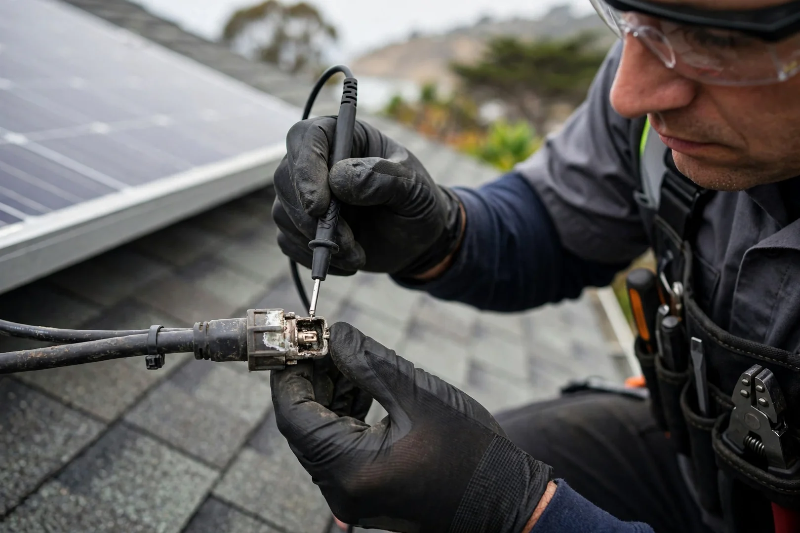 Critical-load subpanel labeled during hybrid solar retrofit