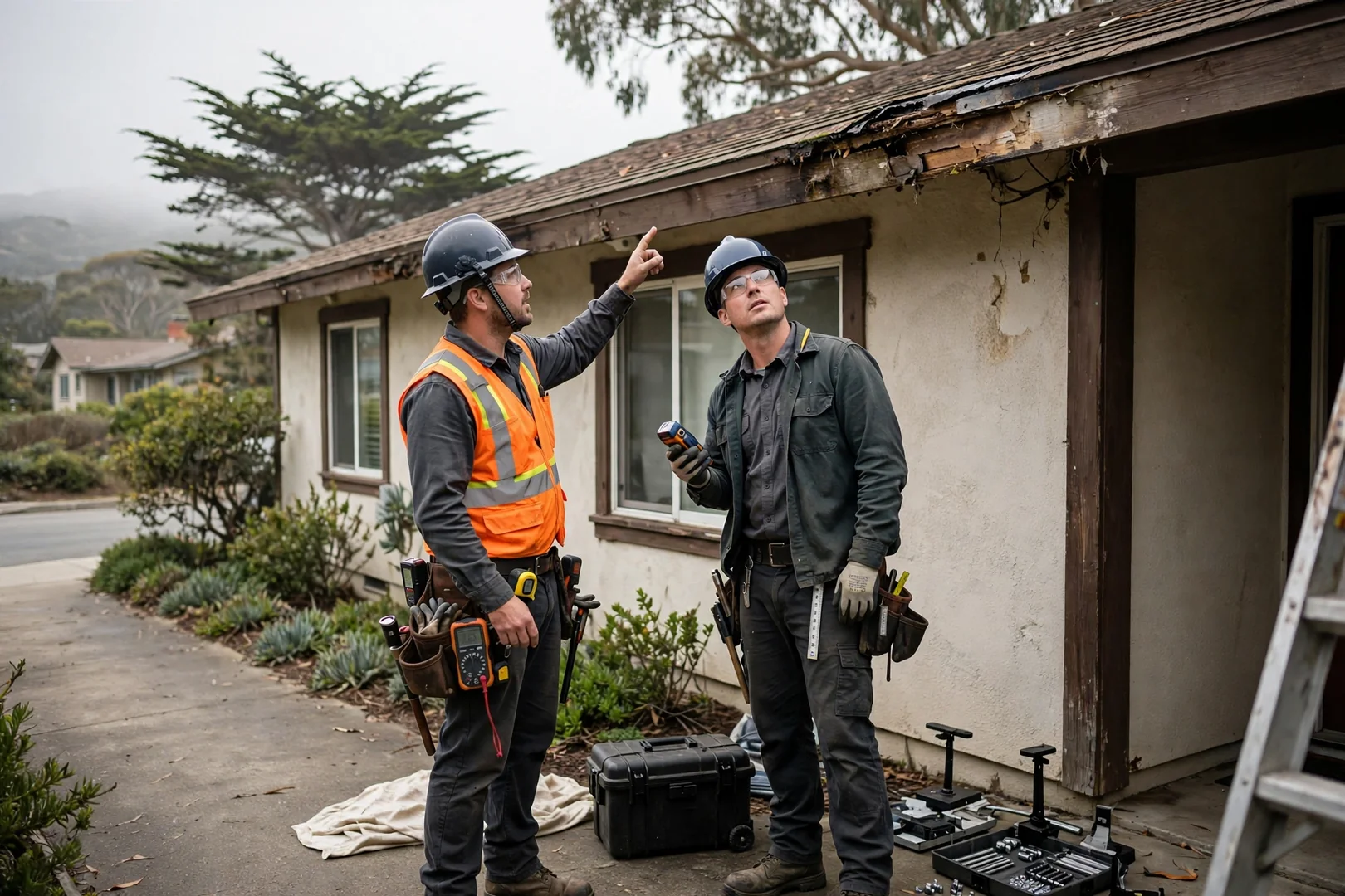Darkened Santa Cruz home during a winter grid outage